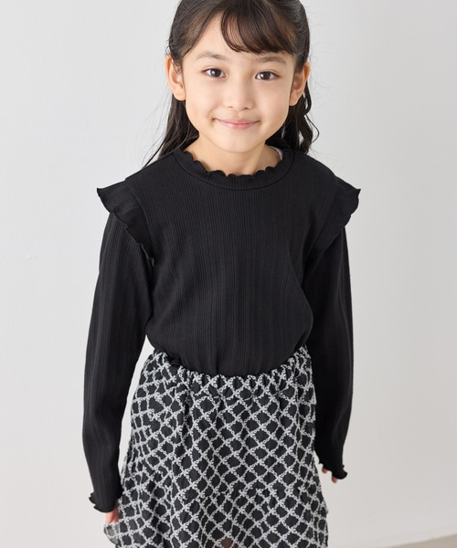 ROPE' PICNIC（ロペピクニック）の「【KIDS/キッズ】プチフリルカットソートップス（Tシャツ/カットソー・キッズ・サックスブルー/ブラック/キナリ・S/L/M）」の6枚目の写真