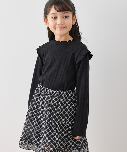 ROPE' PICNIC（ロペピクニック）の「【KIDS/キッズ】プチフリルカットソートップス（Tシャツ/カットソー・キッズ・サックスブルー/ブラック/キナリ・S/L/M）」の7枚目の写真