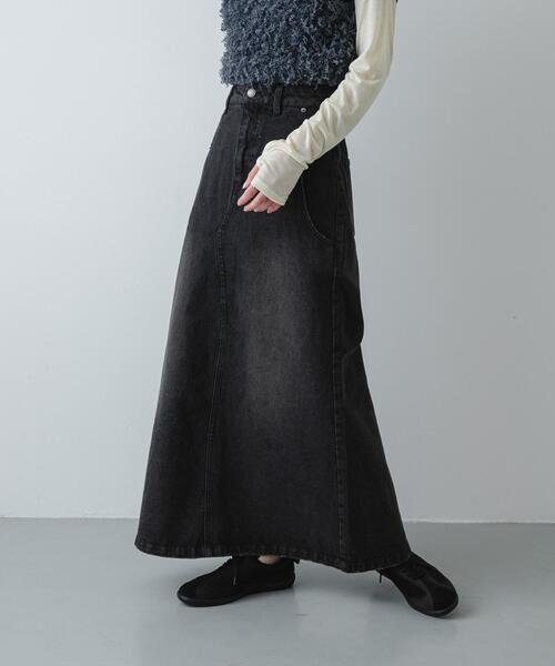 SENSE OF PLACE by URBAN RESEARCH(センスオブプレイスバイアーバンリサーチ)の「セミフレアデニムスカート(スカート・レディース・ブラック/インディゴブルー・MEDIUM/SMALL)」の3枚目の写真