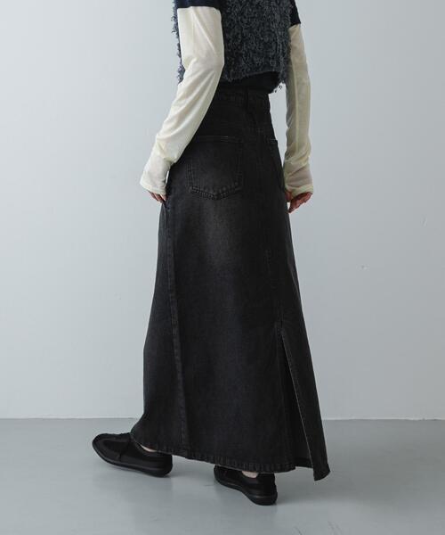 SENSE OF PLACE by URBAN RESEARCH(センスオブプレイスバイアーバンリサーチ)の「セミフレアデニムスカート(スカート・レディース・ブラック/インディゴブルー・MEDIUM/SMALL)」の4枚目の写真