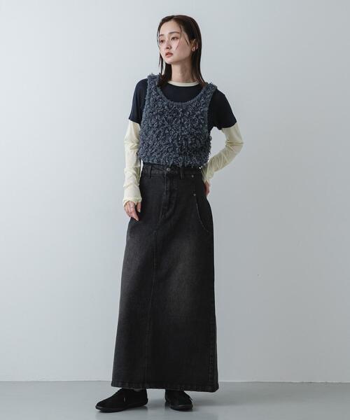 SENSE OF PLACE by URBAN RESEARCH(センスオブプレイスバイアーバンリサーチ)の「セミフレアデニムスカート(スカート・レディース・ブラック/インディゴブルー・MEDIUM/SMALL)」の6枚目の写真