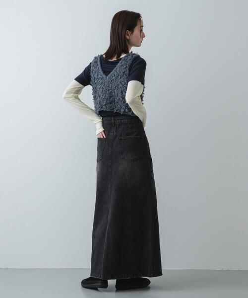 SENSE OF PLACE by URBAN RESEARCH(センスオブプレイスバイアーバンリサーチ)の「セミフレアデニムスカート(スカート・レディース・ブラック/インディゴブルー・MEDIUM/SMALL)」の7枚目の写真