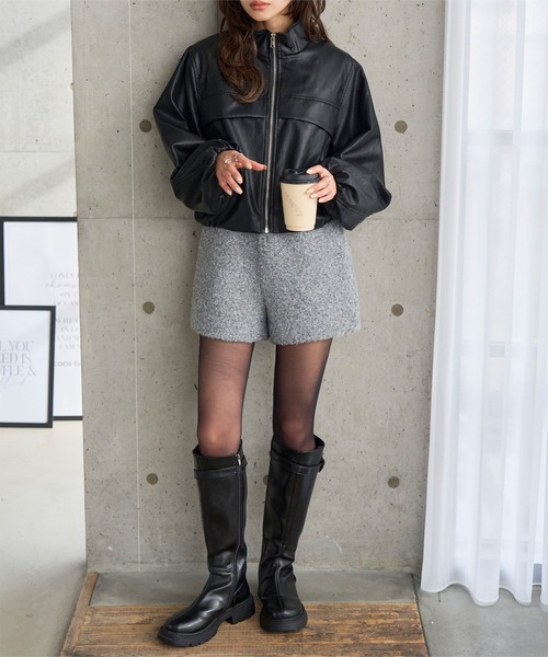 KOBE LETTUCE(コウベレタス)の「もこもこボアショートパンツ(その他パンツ・レディース・ブラック/グレー・M)」の5枚目の写真
