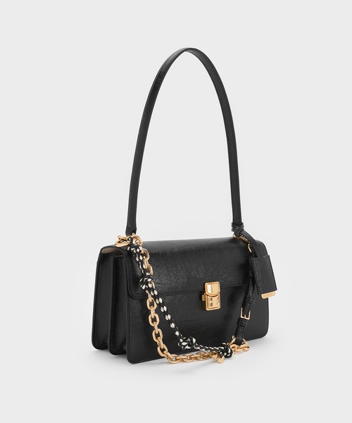 CHARLES & KEITH(チャールズ & キース)の「Acelynn エイスリン ロープチェーンショルダーバッグ(ショルダーバッグ・レディース・ブラック/バーガンディー/ダークブラウン系3・M)」の8枚目の写真