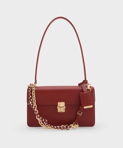 CHARLES & KEITH(チャールズ & キース)の「Acelynn エイスリン ロープチェーンショルダーバッグ(ショルダーバッグ・レディース・ブラック/バーガンディー/ダークブラウン系3・M)」の16枚目の写真