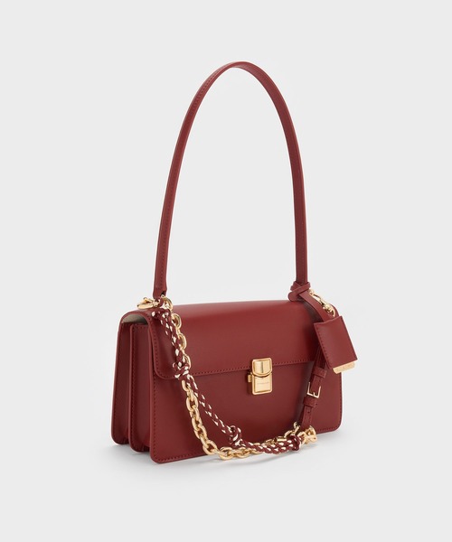 CHARLES & KEITH(チャールズ & キース)の「Acelynn エイスリン ロープチェーンショルダーバッグ(ショルダーバッグ・レディース・ブラック/バーガンディー/ダークブラウン系3・M)」の17枚目の写真