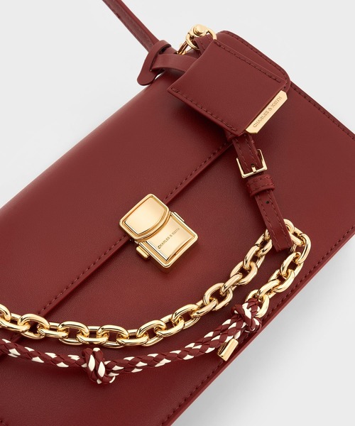 CHARLES & KEITH(チャールズ & キース)の「Acelynn エイスリン ロープチェーンショルダーバッグ(ショルダーバッグ・レディース・ブラック/バーガンディー/ダークブラウン系3・M)」の19枚目の写真