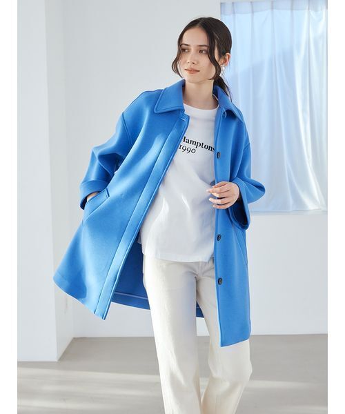 Mila Owen（ミラオーウェン）の「ステンカラーＡラインポンチコート（ステンカラーコート・レディース・ネイビー/ピンク/ブルー・1/0）」の2枚目の写真