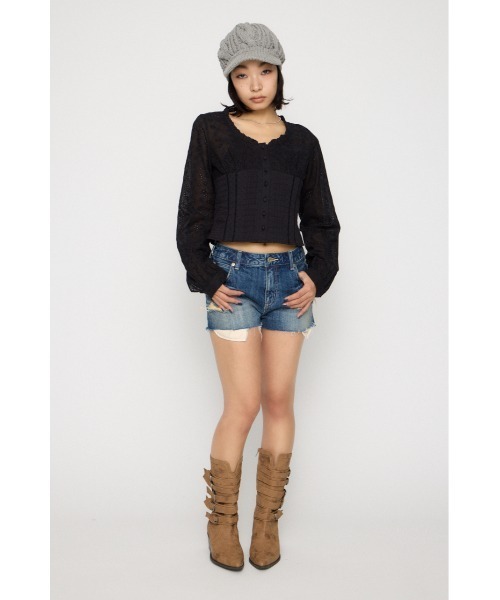 LAGUA GEM（ラグアジェム）の「FRILL NECK COTTON ブラウス（シャツ/ブラウス・レディース・ブラック/カーキ/ホワイト・FREE）」の9枚目の写真