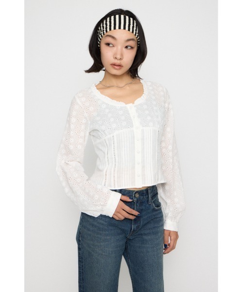 LAGUA GEM（ラグアジェム）の「FRILL NECK COTTON ブラウス（シャツ/ブラウス・レディース・ブラック/カーキ/ホワイト・FREE）」の17枚目の写真
