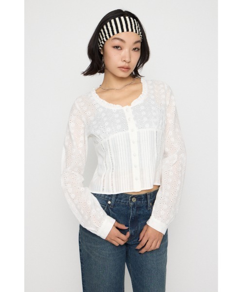 LAGUA GEM（ラグアジェム）の「FRILL NECK COTTON ブラウス（シャツ/ブラウス・レディース・ブラック/カーキ/ホワイト・FREE）」の18枚目の写真
