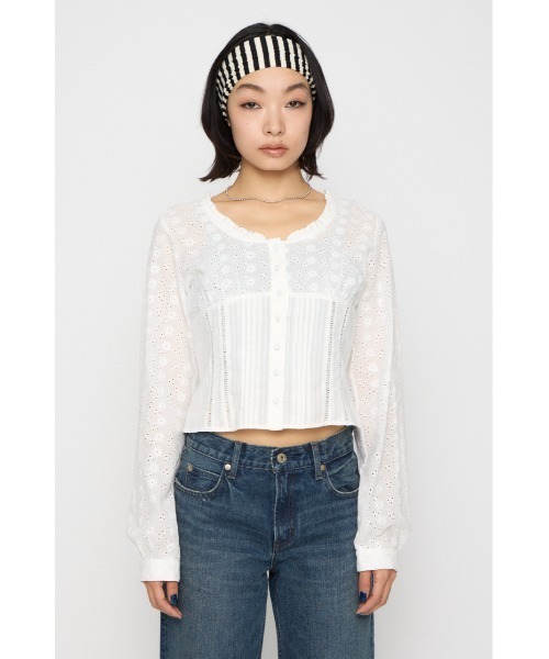 LAGUA GEM（ラグアジェム）の「FRILL NECK COTTON ブラウス（シャツ/ブラウス・レディース・ブラック/カーキ/ホワイト・FREE）」の16枚目の写真