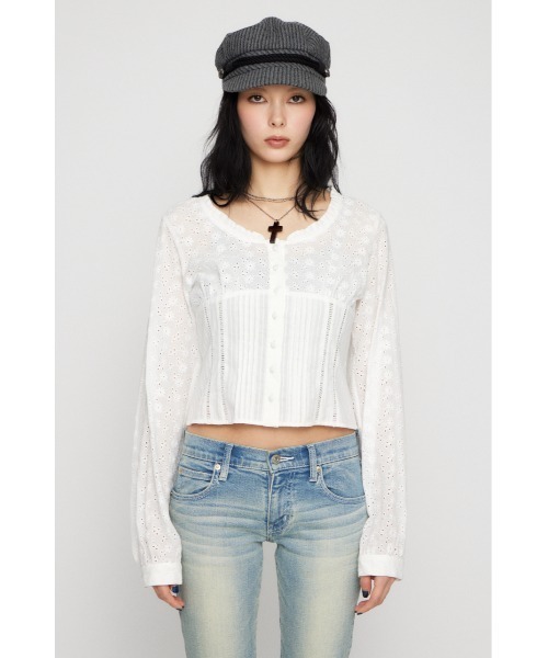 LAGUA GEM（ラグアジェム）の「FRILL NECK COTTON ブラウス（シャツ/ブラウス・レディース・ブラック/カーキ/ホワイト・FREE）」の15枚目の写真