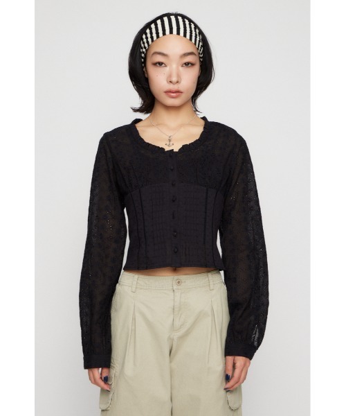 LAGUA GEM（ラグアジェム）の「FRILL NECK COTTON ブラウス（シャツ/ブラウス・レディース・ブラック/カーキ/ホワイト・FREE）」の21枚目の写真