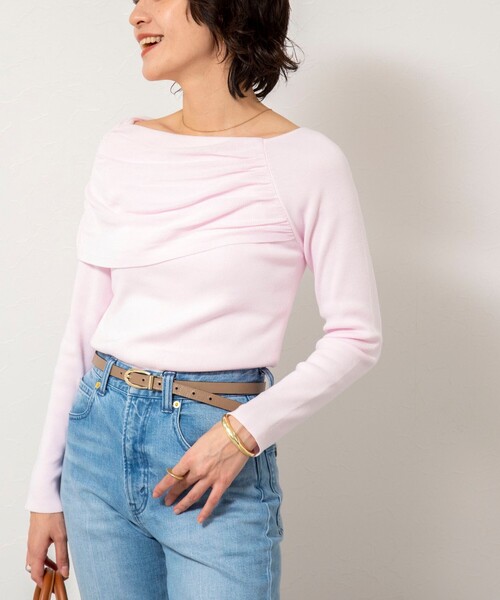 NOLLEY’S Sophi（ノーリーズソフィ）の「《手洗い可能》イレギュラーネックオフショルプルオーバー（ニット/セーター・レディース・ベビーピンク/サックスブルー/グレイッシュベージュ・38）」の3枚目の写真