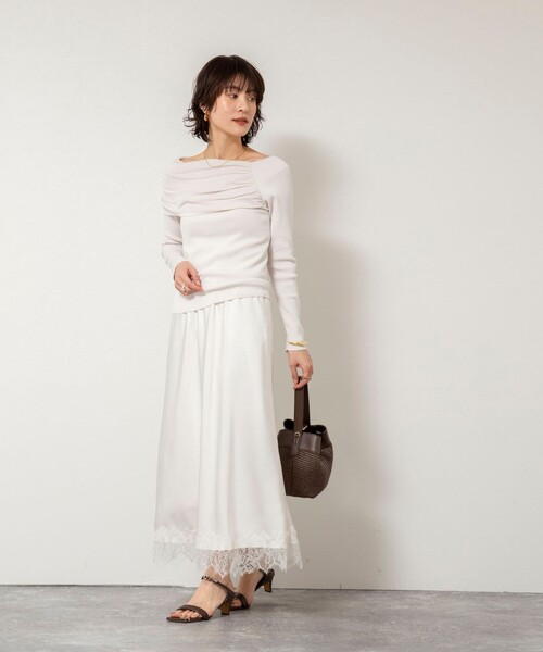 NOLLEY’S Sophi（ノーリーズソフィ）の「《手洗い可能》イレギュラーネックオフショルプルオーバー（ニット/セーター・レディース・ベビーピンク/サックスブルー/グレイッシュベージュ・38）」の10枚目の写真