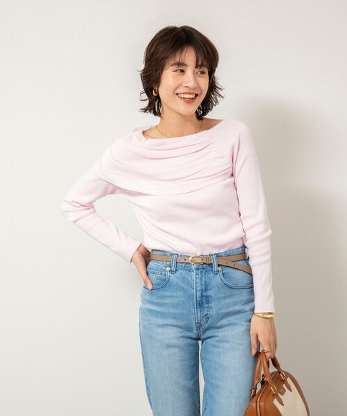 NOLLEY’S Sophi（ノーリーズソフィ）の「《手洗い可能》イレギュラーネックオフショルプルオーバー（ニット/セーター・レディース・ベビーピンク/サックスブルー/グレイッシュベージュ・38）」の13枚目の写真