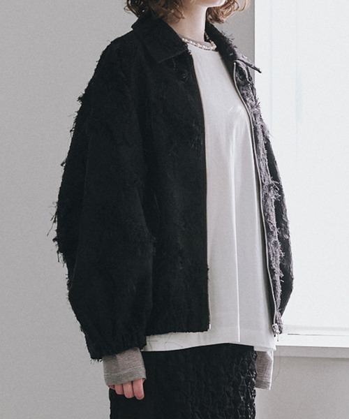 LE CIEL BLEU（ルシェルブルー）の「ジャカードボンバーブルゾン / Jacquard Bomber Blouson（ブルゾン・レディース・ブラック/アイボリー・36）」の14枚目の写真