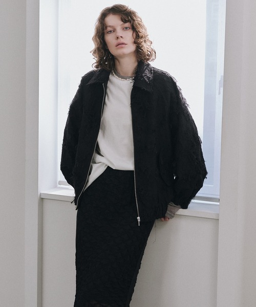 LE CIEL BLEU(ルシェルブルー)の「ジャカードボンバーブルゾン / Jacquard Bomber Blouson(ブルゾン・レディース・ブラック/アイボリー・36)」の16枚目の写真