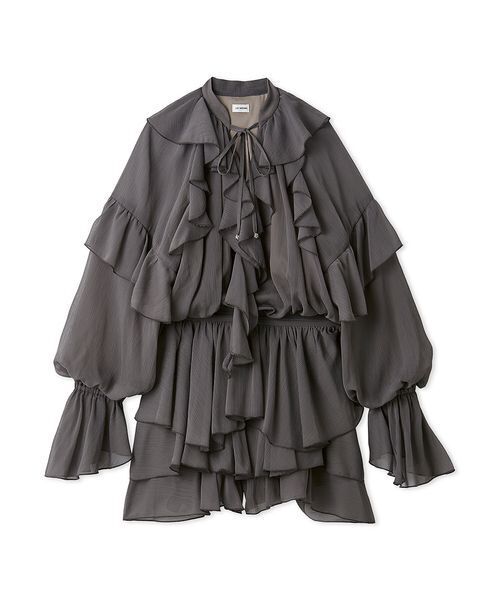 LILY BROWN（リリーブラウン）の「ドレープフリルセットアップ（ワンピース・レディース・ピンクベージュ/ミント/モカ・F）」の2枚目の写真