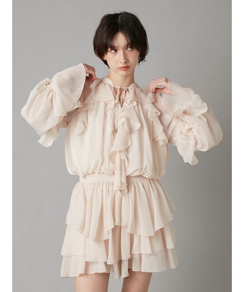 LILY BROWN（リリーブラウン）の「ドレープフリルセットアップ（ワンピース・レディース・ピンクベージュ/ミント/モカ・F）」の8枚目の写真