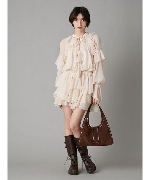 LILY BROWN（リリーブラウン）の「ドレープフリルセットアップ（ワンピース・レディース・ピンクベージュ/ミント/モカ・F）」の18枚目の写真