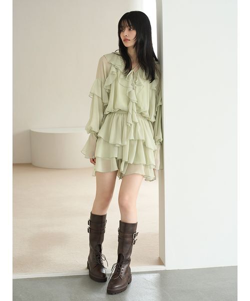 LILY BROWN（リリーブラウン）の「ドレープフリルセットアップ（ワンピース・レディース・ピンクベージュ/ミント/モカ・F）」の20枚目の写真