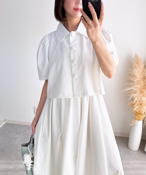 &. NOSTALGIA(アンドドットノスタルジア)の「【ZOZO限定】ショルダータックくるみボタンシャツ(シャツ/ブラウス・レディース・ブラック/ホワイト・M)」の20枚目の写真