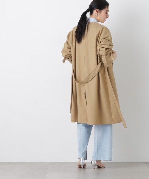 NANO universe(ナノユニバース)の「シャンブレーツイルラップコート(トレンチコート・レディース・ベージュ/グレー・S/M)」の14枚目の写真