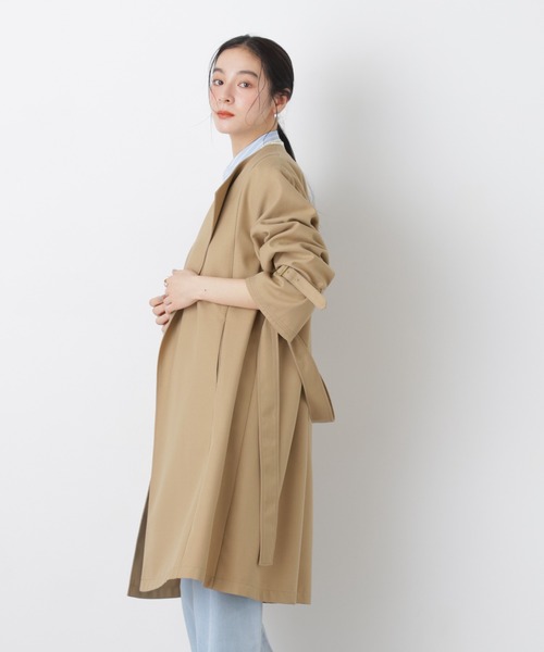 NANO universe（ナノユニバース）の「シャンブレーツイルラップコート（トレンチコート・レディース・ベージュ/グレー・S/M）」の11枚目の写真