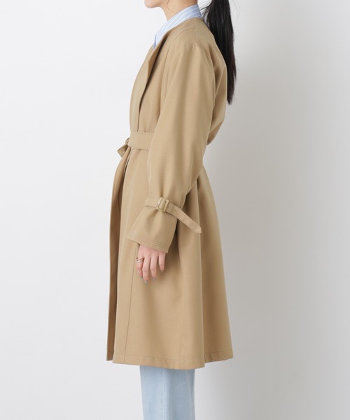 NANO universe（ナノユニバース）の「シャンブレーツイルラップコート（トレンチコート・レディース・ベージュ/グレー・S/M）」の18枚目の写真