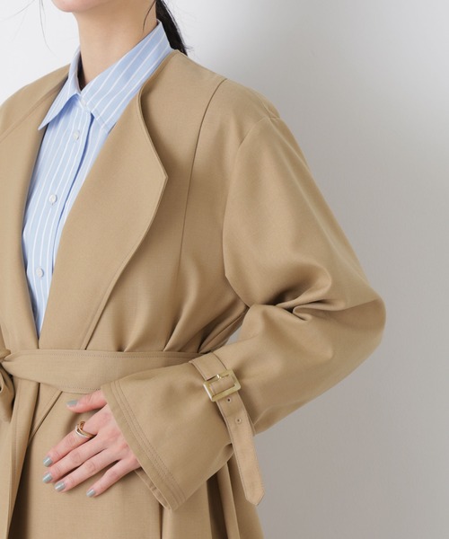 NANO universe(ナノユニバース)の「シャンブレーツイルラップコート(トレンチコート・レディース・ベージュ/グレー・S/M)」の22枚目の写真