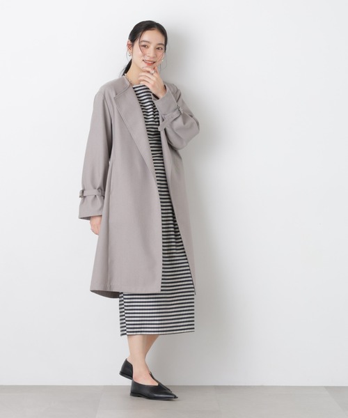NANO universe（ナノユニバース）の「シャンブレーツイルラップコート（トレンチコート・レディース・ベージュ/グレー・S/M）」の6枚目の写真