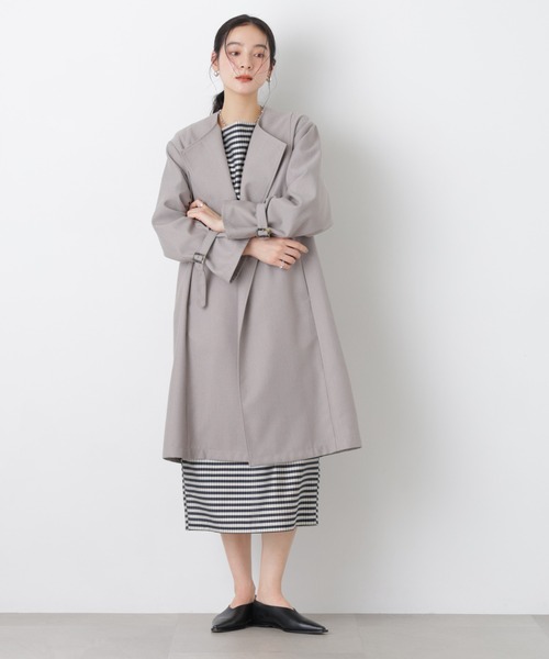 NANO universe（ナノユニバース）の「シャンブレーツイルラップコート（トレンチコート・レディース・ベージュ/グレー・S/M）」の8枚目の写真