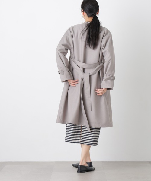 NANO universe（ナノユニバース）の「シャンブレーツイルラップコート（トレンチコート・レディース・ベージュ/グレー・S/M）」の9枚目の写真