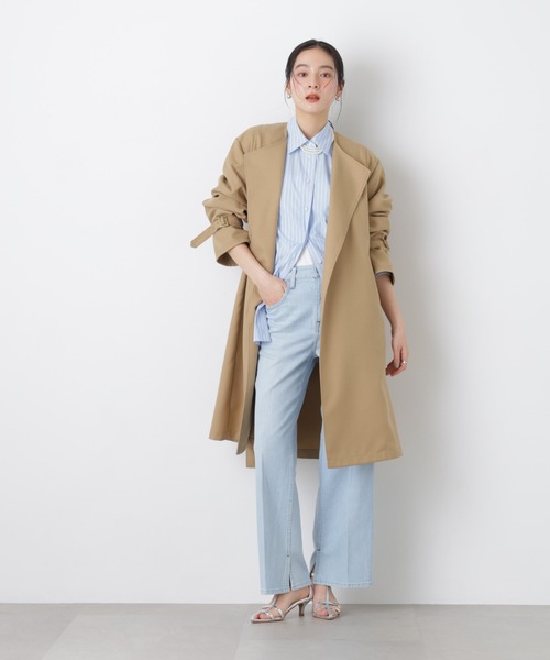 NANO universe（ナノユニバース）の「シャンブレーツイルラップコート（トレンチコート・レディース・ベージュ/グレー・S/M）」の16枚目の写真