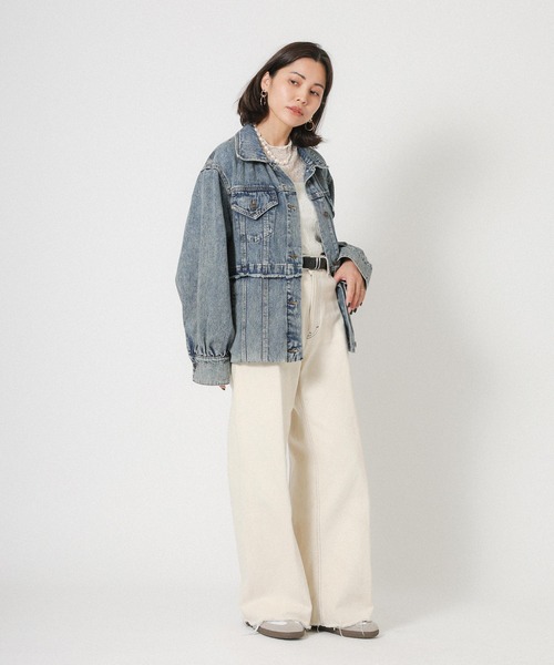 Floran（フローラン）の「デニムツイルブルゾン（デニムジャケット・レディース・ブルー/ライトブルー・FREE）」の13枚目の写真