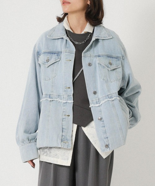 Floran（フローラン）の「デニムツイルブルゾン（デニムジャケット・レディース・ブルー/ライトブルー・FREE）」の22枚目の写真