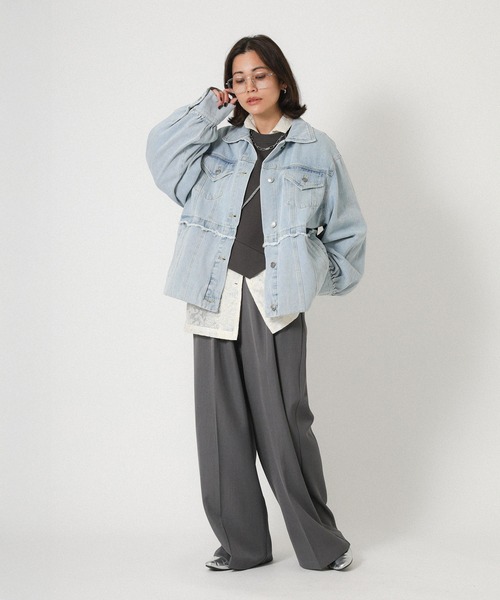 Floran（フローラン）の「デニムツイルブルゾン（デニムジャケット・レディース・ブルー/ライトブルー・FREE）」の9枚目の写真