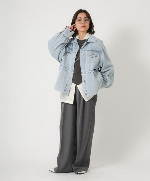 Floran（フローラン）の「デニムツイルブルゾン（デニムジャケット・レディース・ブルー/ライトブルー・FREE）」の19枚目の写真