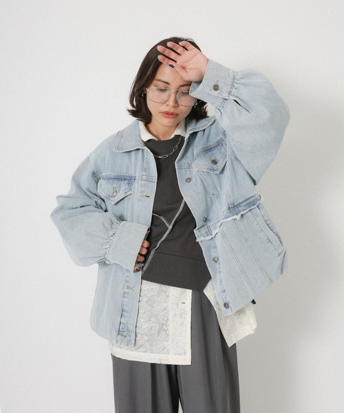 Floran（フローラン）の「デニムツイルブルゾン（デニムジャケット・レディース・ブルー/ライトブルー・FREE）」の10枚目の写真