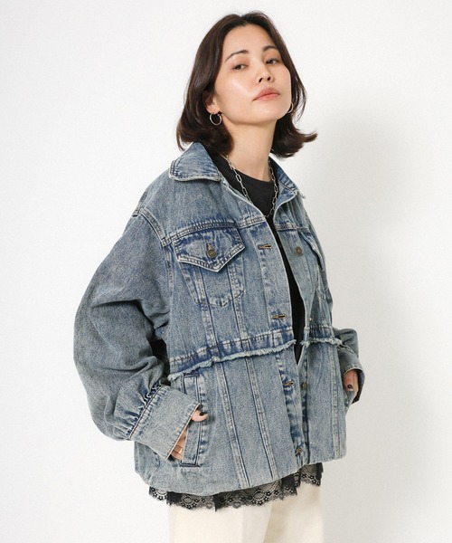 Floran（フローラン）の「デニムツイルブルゾン（デニムジャケット・レディース・ブルー/ライトブルー・FREE）」の5枚目の写真