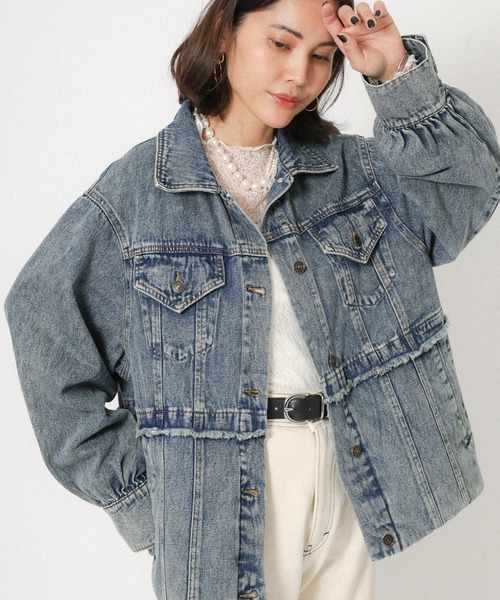 Floran（フローラン）の「デニムツイルブルゾン（デニムジャケット・レディース・ブルー/ライトブルー・FREE）」の7枚目の写真