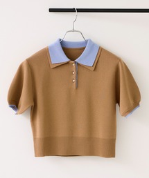 VIS（ビス）の「ダブルカラーポロトップス イージーケア・WEB限定カラー（ニット/セーター）」