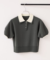 VIS（ビス）の「ダブルカラーポロトップス イージーケア・WEB限定カラー（ニット/セーター）」