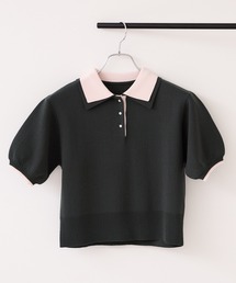 VIS（ビス）の「ダブルカラーポロトップス イージーケア・WEB限定カラー（ニット/セーター）」