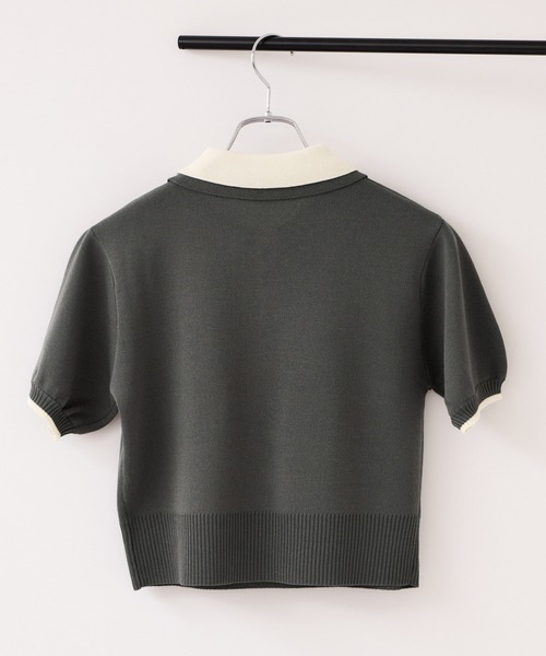 VIS（ビス）の「ダブルカラーポロトップス/イージーケア・WEB限定カラー（ニット/セーター・レディース・チャコールグレー/キャメル/グレー/ベージュ・FREE）」の11枚目の写真