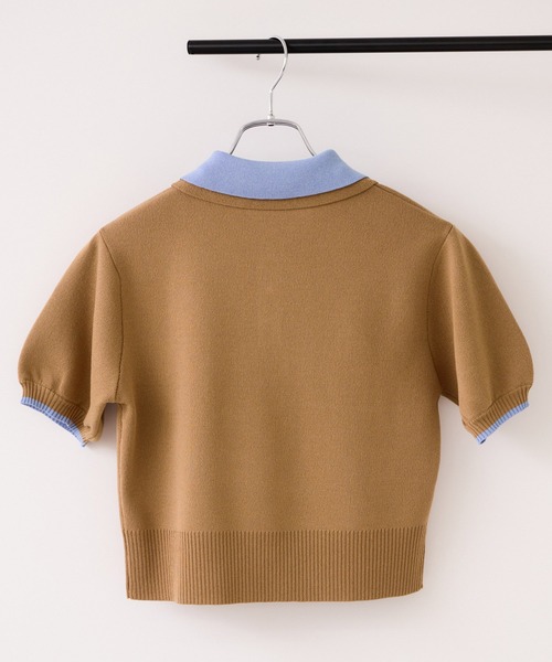 VIS（ビス）の「ダブルカラーポロトップス/イージーケア・WEB限定カラー（ニット/セーター・レディース・チャコールグレー/キャメル/グレー/ベージュ・FREE）」の9枚目の写真