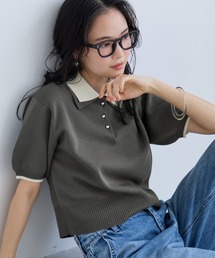 VIS（ビス）の「ダブルカラー半袖ポロニットトップス/WEB限定カラー（ポロシャツ）」