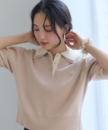 VIS（ビス）の「ダブルカラー半袖ポロニットトップス/イージーケア・WEB限定カラー（ポロシャツ）」